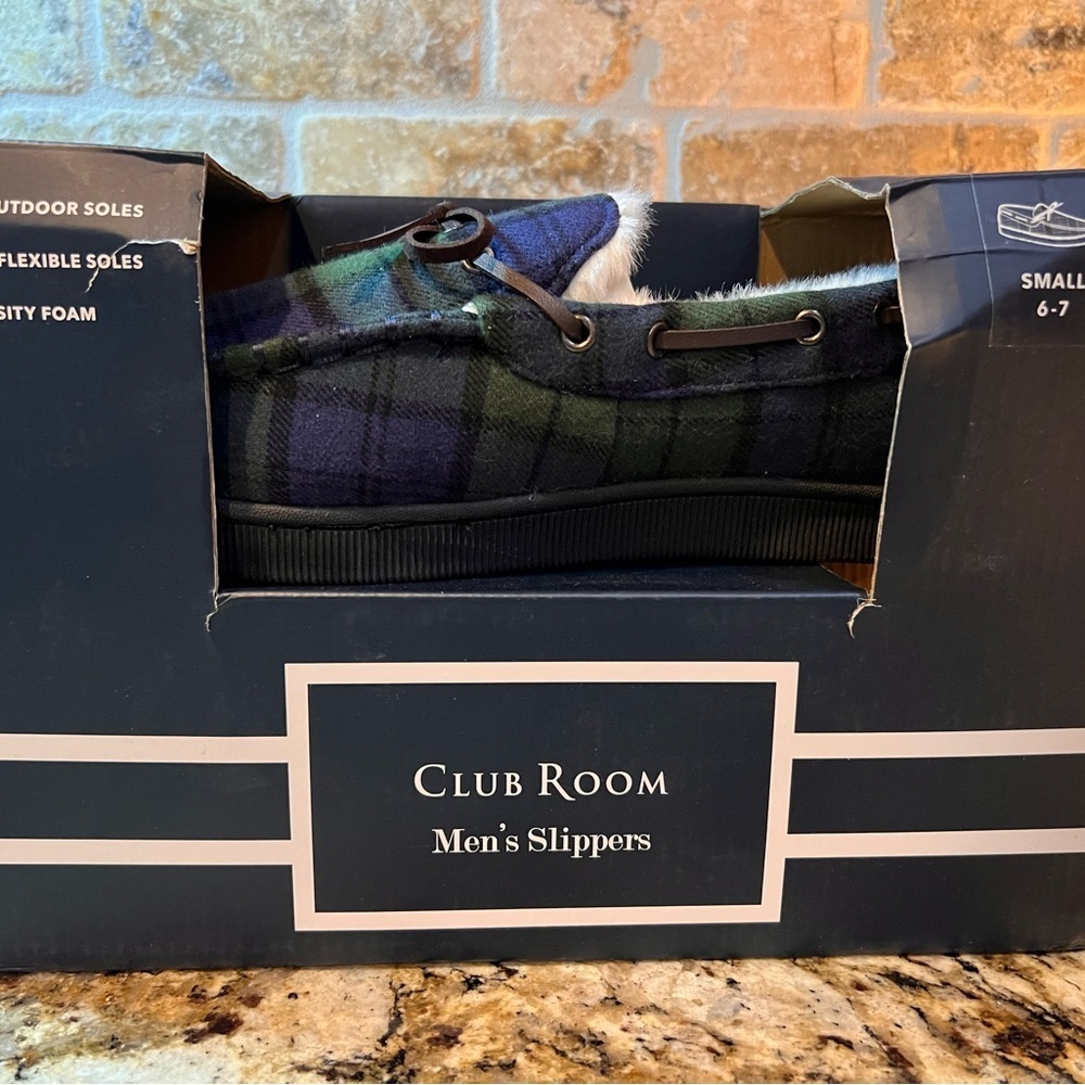 Club Room Men's Plaid Loafers - Navy and Green